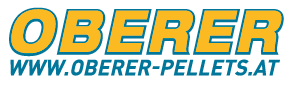 Logo von Oberer Pellets mit Webseite www.oberer-pellets.at in gelber und blauer Schrift auf weißem Hintergrund.